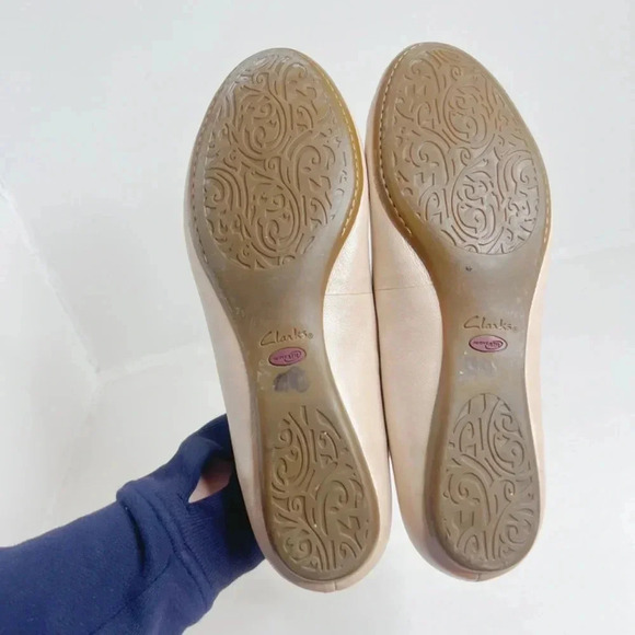 Clarks Women's Aldea Palm Champagne Leather Flower Ballet Flats Size 10 - Picture 7 of 11